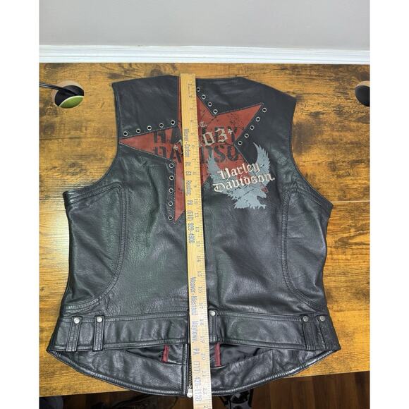 Women’s Harley Davidson Leather Embroidered Vest RN 103819 Size L EST 1903 Star - Picture 1 of 6